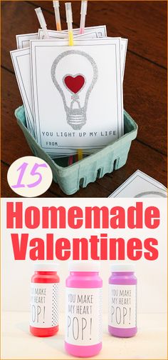 homemade valentine's day cards with the text, 15 homemade valentine's day pop