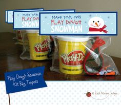 two play dough snowman kits in plastic bags