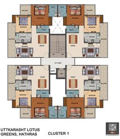 three bedroom apartment floor plan with four separate rooms