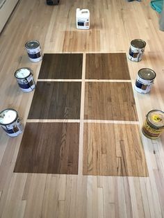 the floor is being painted with brown and white paint, which are all different colors