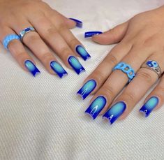 Aquarius Nails Designs, Aquarius Nails, Blue Gel Nails, Blue Gel, Smink Inspiration, Simple Gel Nails, Work Nails