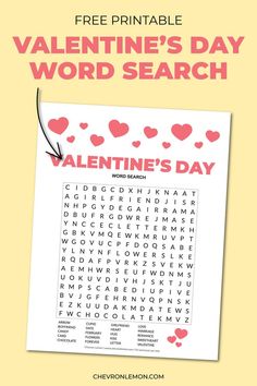 Valentine's Day word search game Printable Games For Kids, Word Search Games, Valentine's Day Printables, Valentines Printables Free, Educational Activities For Kids, Valentines Day Activities