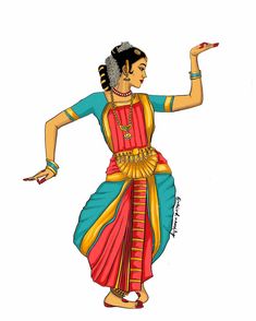 Bharatanatyam Dancer, Dancer Drawing, Bharatanatyam Poses, Dance Of India, Dance Paintings, Indian Dance