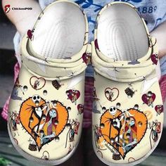 Jack Skellington And Sally Crocs-Slippers Shoes CRS-G9F6 Crocs Slippers, Crocband Clog, Crocs Clog, Versatile Shoes, Crocs Crocband, Clog Shoes, Wooden Clogs, Wooden Shoes, Jack And Sally