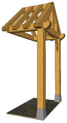 a wooden pergolan structure is shown with the top section cut out to look like it