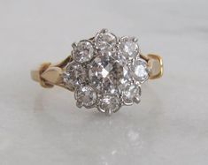 Victorian Style Diamond Daisy Cluster Ring, Handmade Vintage Floral Cluster Ring, Independent Valuation, Ring Size O, US 7.25 Sizeable - Etsy Victorian Style, Cluster Ring, Ring Handmade, Vintage Floral, Daisy, Ring Size, Ring, Floral