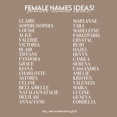 the names of female names on a brown background with white lettering and black letters in different languages