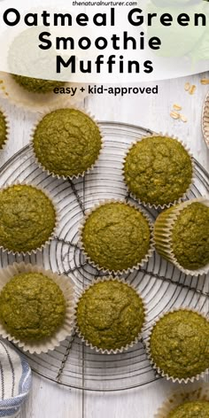 green smoothie muffins on a wire cooling rack