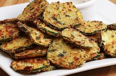 cooked zucchini slices in a white bowl