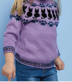 Baby Boy Knitting Patterns, Pretty Kitty, Pdf Knitting Pattern, Knitting Girls, Knitting For Kids, Top Down, Pretty Cats, Girls Sweaters, Sweater Pattern