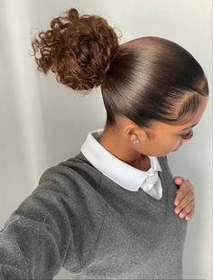 Slick Back Ponytail, Back Ponytail, Natural Hair Bun Styles, Mixed Curly Hair, Sleek Ponytail Hairstyles, Slick Back, Curly Hair Styles Easy, Hairdos For Curly Hair