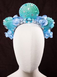 Material: natural shell, faux pearl Please feel free to ask any question. Sea Theme Party, Mermaid Tiara, Seashell Crown, Blue Seashell, Siren Mermaid, Bridal Headdress, Sea Theme, Headdress, Teal Blue