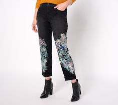 With just the right blend of comfort and style, these printed jeans will quickly become a favorite. No matter if you're going out with friends or running a few errands, you can't go wrong. From LOGO by Lori Goldstein®. Fall Graphic Print Straight Leg Pants, Fall Straight Leg Jeans With Graphic Print, Lori Goldstein, Printed Jeans, Boyfriend Fit, Printed Design, Women's Pants, Pant Jumpsuit, Going Out