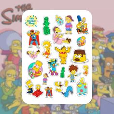 the simpsons characters stickers are on display