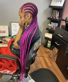 Purple Cornrows Braids, Purple Feed In Braids, Purple Cornrows, Feed In Braids, Natural Hair Growth Tips, Cute Braided Hairstyles, Braids Hairstyles Pictures