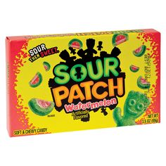 Wholesale Sour Patch Green Rind Watermelon 3.5 Oz Theater Box-12ct Case Bulk Sour Patches, Sour Patch Watermelon, Watermelon Flavor, Valentine Candy Hearts, Soft Candy, Green Candy, Chewy Candy, Sour Patch Kids, Kids Candy