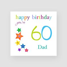 a happy birthday card with the number 30 and stars in rainbow colors on white background