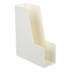 a white plastic magazine holder on a white background