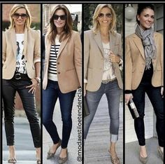 Beige Blazer Outfits Women Work, Tan Blazer Outfits Women, Beige Blazer Outfits Women, Tan Blazer Outfits, Beige Jeans Outfit, Beige Blazer Outfit, Blazer Outfits Women, Blazer Outfits Casual, Casual Work Outfits Women