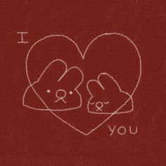 i love you written in chalk on a red background with two teddy bears and a heart