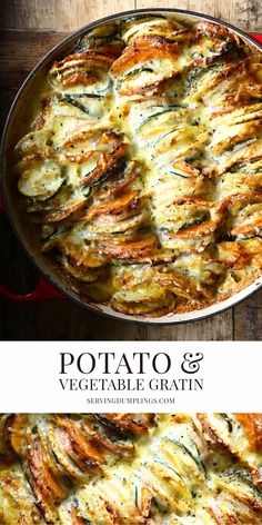 an image of potato and vegetable gratin in a pan