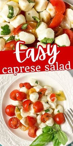 this easy caprese salad is loaded with fresh mozzarella and tomatoes