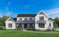 this is an artist's rendering of the farmhouse style house plans for small homes