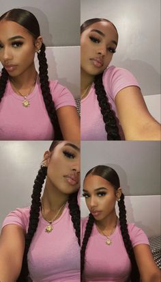 Protective Hairstyles Braids, Curly Hair Styles Easy, Two Braids, Pretty Braided Hairstyles, Hairdos For Curly Hair, Hair Ponytail Styles, Curly Girl Hairstyles, Foto Poses