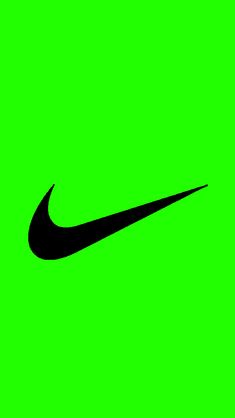 a black nike logo on a green background