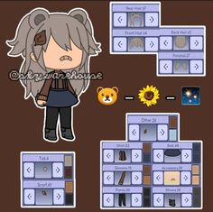 an image of a game character with many items on it, including keys and buttons