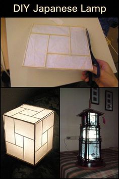 japanese lamp made out of paper and cut into cubes, with instructions on how to make it