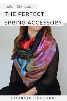 This square scarf is based on an original oil painting of a bouquet of red tulips and other flowers, evoking the arrival of spring and all its marvels. Full of beauty & color, it is printed on 100% Silk (Satin weave). Shop our scarf collection today! Red Silk Scarf For Spring, Red Floral Print Silk Scarf For Spring, Multicolor Silk Shawl For Spring, Spring Multicolor Silk Scarf, Artistic Floral Print Scarves For Spring, Artistic Silk Scarf For Spring, Spring Artistic Silk Scarf, Artsy Multicolor Silk Scarf For Spring, Multicolor Artsy Silk Scarf For Spring