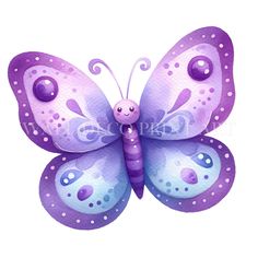 a watercolor painting of a purple butterfly