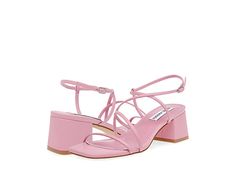 Steve Madden Remmi Heeled Sandal - Women's Shoes : Pink : Sleek and sassy, the Steve Madden Remmi Heeled Sandal will become your absolute favorite. Strappy man-made upper. Man-made lining with a cushioned footbed. Slingback strap with adjustable buckle closure. Open square toe silhouette. Brand name embossed on the footbed. Chunky block heel. Durable synthetic outsole. Imported. Measurements: Heel Height: 2 1 4 in Weight: 9 oz Product measurements were taken using size 8.5, width M. Please note Adjustable Strap Block Heel Sandals In Medium Width, Spring Double Strap Adjustable Sandals, Adjustable Double Strap Sandals For Spring, Pink Block Heel Sandals With Buckle Closure, Spring Synthetic Slingback Sandals With Adjustable Strap, Trendy Sandals With Adjustable Strap And Block Heel, Trendy Double Strap Heels For Spring, Spring Trendy Double Strap Heels, Synthetic Open Heel Heels With Adjustable Straps