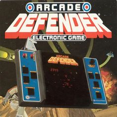 the arcade defender electronic game is on display