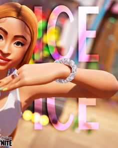 an animated woman in a white tank top with her arms crossed and the words iceice above her