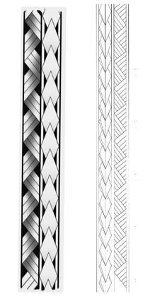 two different lines are shown in black and white, one has an intricate design on the side