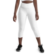 These yoga capri leggings with a high, elastic waistband are the perfect choice for yoga, the gym, or simply a comfortable evening at home.  * 82% polyester, 18% spandex * Very soft four-way stretch fabric * Comfortable high waistband * Mid-calf length * Flat seam and coverstitch * Blank product components in the US and Mexico sourced from China * Blank product components in the EU sourced from China and Lithuania