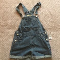 Cute Short Overalls From Pacsun, Never Worn Cheap Dark Wash Overalls, Trendy Blue Short Sleeve Overalls, Blue Short Sleeve Trendy Overalls, Princess Polly Green Overalls, Cheap Non-stretch Dark Wash Overalls, Cute Shorts, Overall Shorts, Pacsun, Overalls