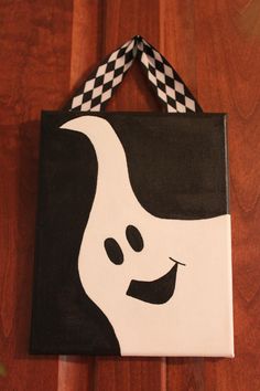 Halloween ghost hand painted canvas. $15.00, via Etsy. Halloween Canvas Art, Halloween Wood Crafts, Fall Canvas, Holiday Painting, Fall Halloween Crafts, Halloween Painting