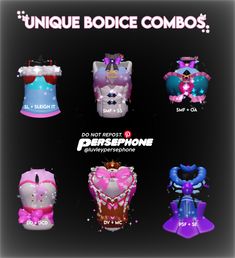 an advertisement for the unique bodice combos campaign, featuring different types of bras and bras