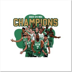 a group of basketball players standing next to each other in front of a green and white background