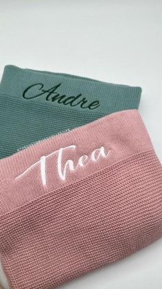 two personalized headbands with name on them