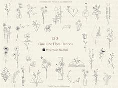 the line floral tattoos are available for purchase