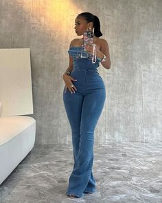 Weekend ready ✨ Shop our “Ollie Underwired Belted Strapless Jumpsuit” Use code: SAVE25 Concert Jumpsuit Outfit, Denim Wear Women, Denim Jeans Outfit Black Women, Altruistic Quotes, Jean Jumpsuit Outfit Black Women, Demin On Denim Outfit, Jean Outfit Black Women, Carnival Fits, Concert Outfit Ideas Black Women