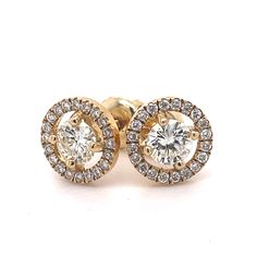 Diamond Earrings Studs - 0.99CT Round Diamond Studs, 14k Yellow Gold Studs, Gold Earrings, studs earrings for women, Christmas earrings gift, Birthday gift for her Jewelry Material: Yellow gold 14K (the gold has been tested by a professional) Total Carat Weight: 0.99ct (Approx.) Total Metal Weight: 11.65 g Size:7.73 x 7.73 mm  Grading Results: Stone Type: Diamond Shape: round Carat:0.59ct (Approx.) Stones quantity:2 Color: H-I Clarity: VS-SI Grading Results: Stone Type:Diamond Shape: round Carat Studs Gold Earrings, Studs Gold, Studs Earrings, Earrings Studs, Women Christmas, Christmas Earrings, Fun Earrings, Diamond Shape, Gold Studs