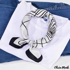 Olivia Mark - eaby mulberry silk scarf women black and white back to the pattern of silk decorative ladies small neck scarf Elegant White Rectangular Scarves, White Square Scarf For Spring, Black Silk Scarf As Summer Gift, Black Silk Scarf For Summer Gift, Trendy White Square Silk Scarf, Elegant White Square Silk Scarf, Classic White Silk Scarf For Gift, Chic White Scarf As Gift, Chic Black Silk Scarf Gift