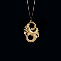 Capricorn Pendant - johnnysaintstudio Capricorn Logo, Capricorn Jewelry, Capricorn Pendant, Jewel Design, Pendants Necklaces, Small Circle, Solid Gold Chains, Yellow Gold Pendants, Gift List