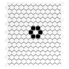 a white and black photo with circles on the bottom, one circle is surrounded by smaller circles