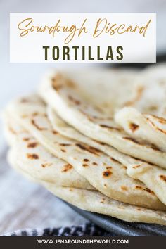 These Sourdough Discard Tortillas are one of the easiest things you will ever make. It takes 5 minutes to stir together, then roll out and cook! These homemade tortillas are great for breakfast tacos, burritos, or even on Taco night! Sourdough Discard Tortilla, Sourdough Tortilla, Sourdough Discard Tortillas, Discard Tortillas, Sourdough Tortillas Recipe